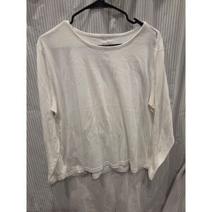LL Bean Women's Supima Cotton Long Sleeve Crewneck Tee Shirt White Size 1x